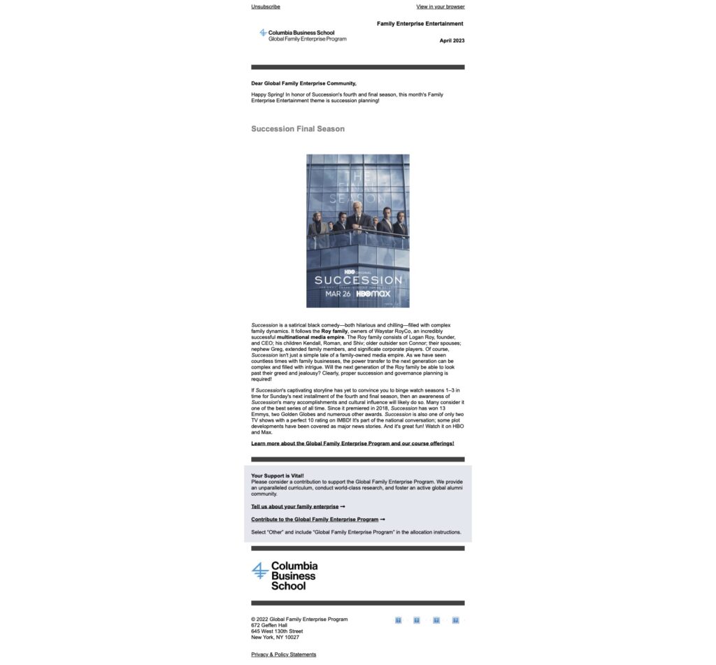 The Before version of an Entertainment page, featuring the Succession finale